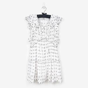Sea New York Colette Mini Dress Size 4 White Cotton Ruffle Boho Cottage Girlcore